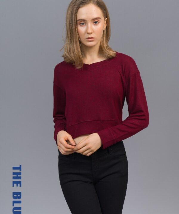 Women's T-Shirt With Heart Neck Long Sleeve TVM-T2L/19-466